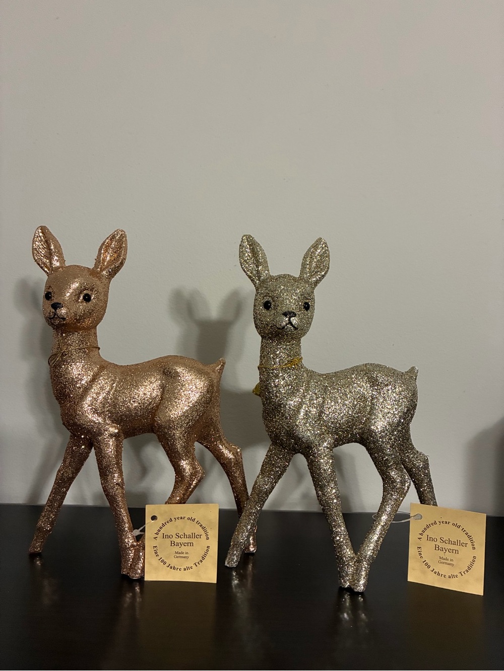 Set of 2 of Ino Schaller Bayern Christmas Glitter Deer Pair - NWT
